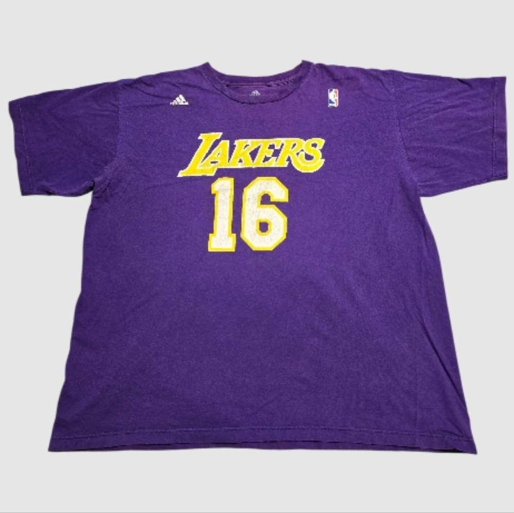 Vtg Adidas Pau Gasol 16 T-Shirt Men's 2XL Purple Basketball Athleisure Casual